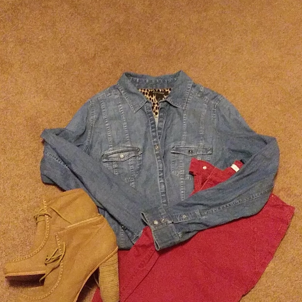 Denim button down